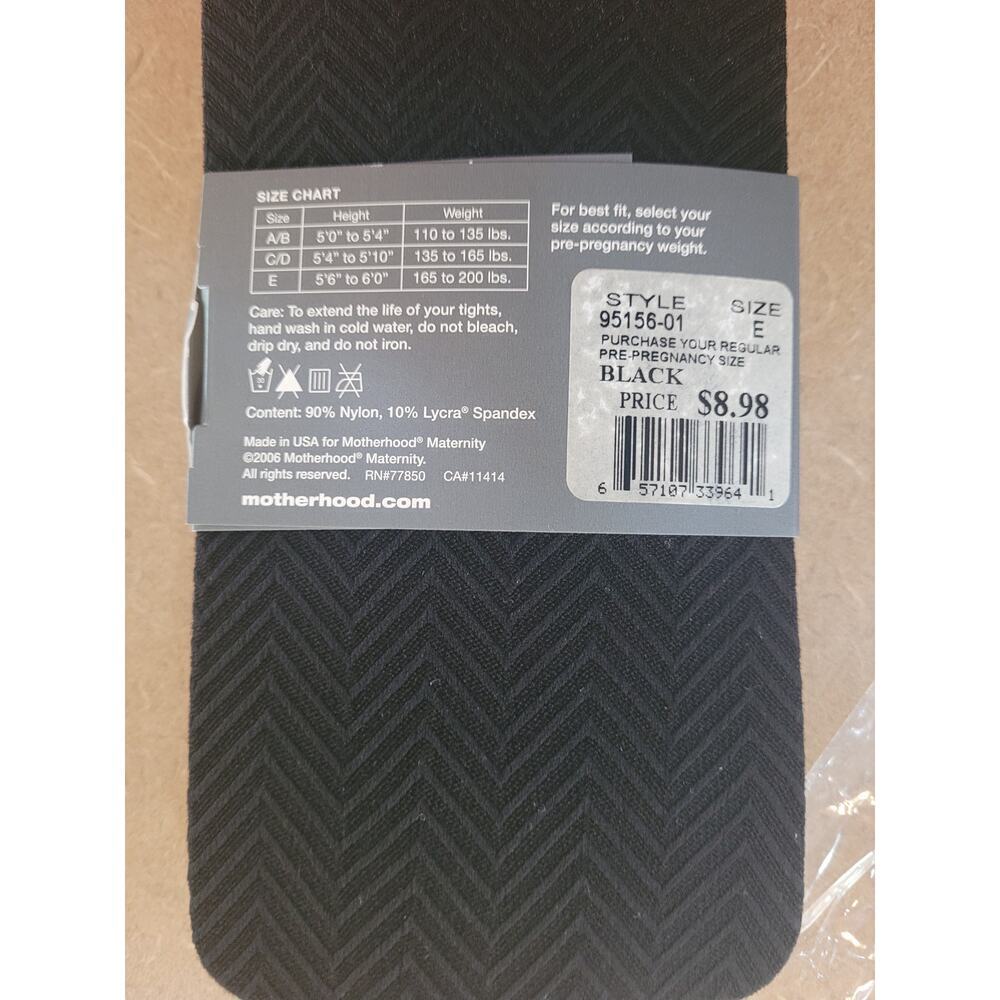 Motherhood Maternity Opaque Tights Blk Spandex Textured Sz E 2Pair
